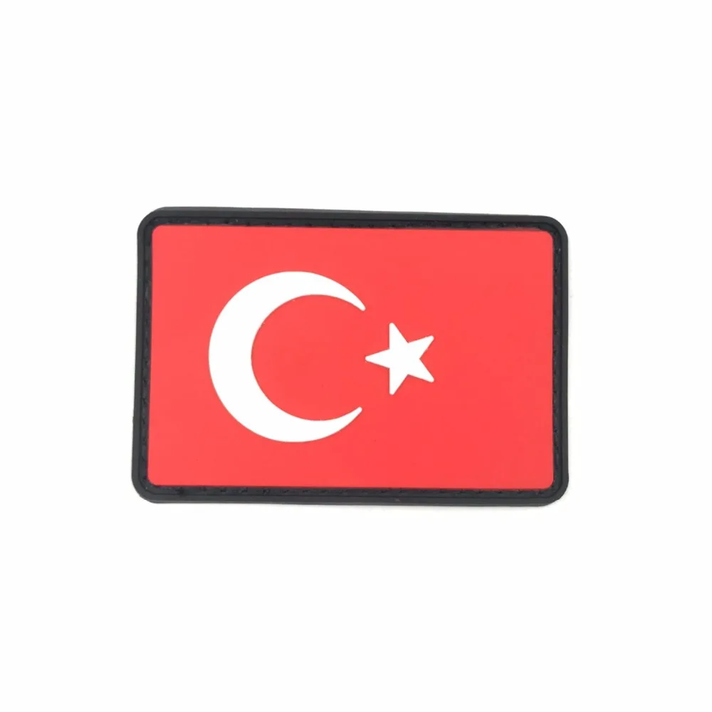 Резиновый флаг Турции патч 3D тактический значок из ПВХ крюк Боевая нарукавная повязка Луна Звезда Военный Brassard черный красный цвет 7,5*5 см