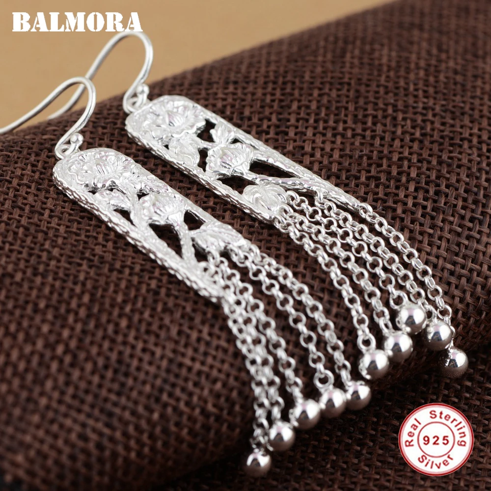 BALMORA 100% Real 925 Sterling Silver Lotus Flower Tassel Earrings for Women Mother Gift Retro Earrings Jewelry Brincos SY21267 цена BALMORA 100% Real 925 Sterling Silver Lotus Flower Tassel Earrings for Women Mother Gift Retro Earrings Jewelry Brincos SY21267 цены онлайн