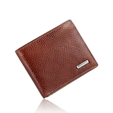 Dollar Prix Hommes Gentleman Brun Clair Réel Véritable Peau de Vache En Cuir Pliante Embrayage Court Porte-Monnaie Porte-Monnaie de Poche ID Titulaire de la Carte