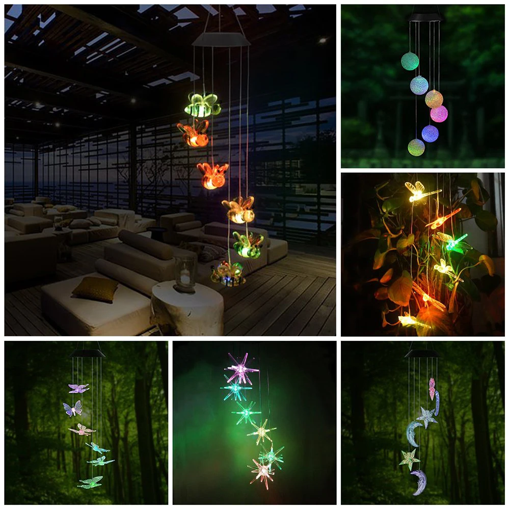 

Nursery Decor Lighting Dream Catcher Hanging Color Changing Solar Powered LED Lamp Wind Chime Crafts Girl Kid Room Hanging Decor