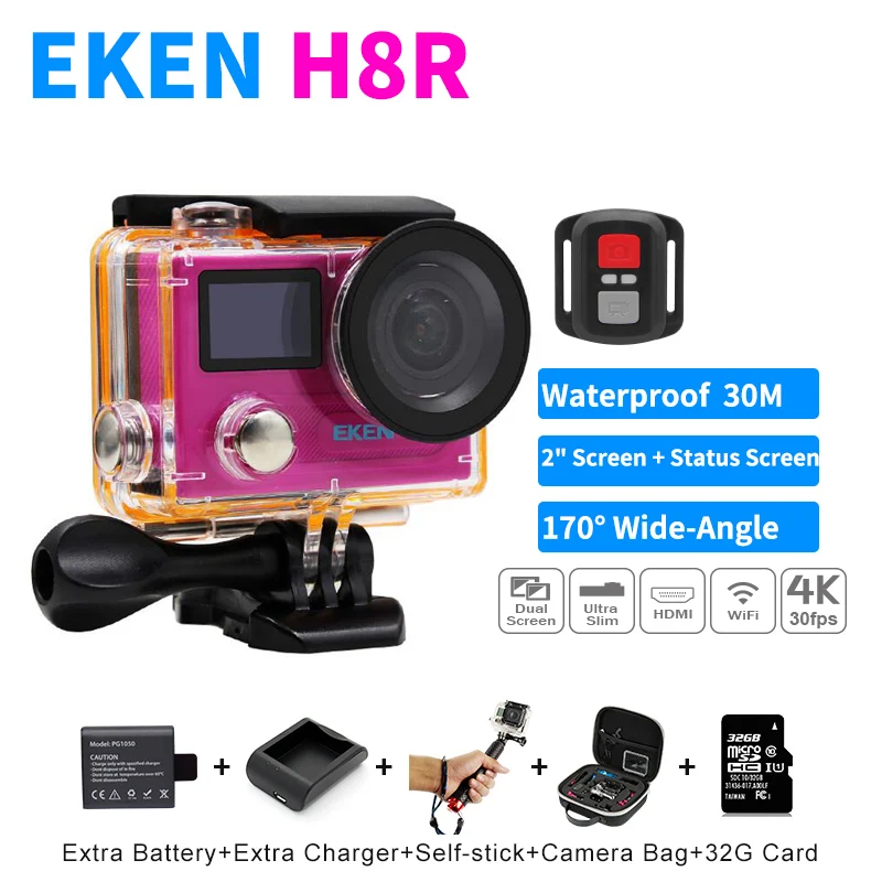 Buy Cheap 100% New EKEN H8/H8R Action Camera VR360 Ultra 4K/30fps Dual LCD Mini Cam Waterproof Sports Camera Gopro Camrea compatible