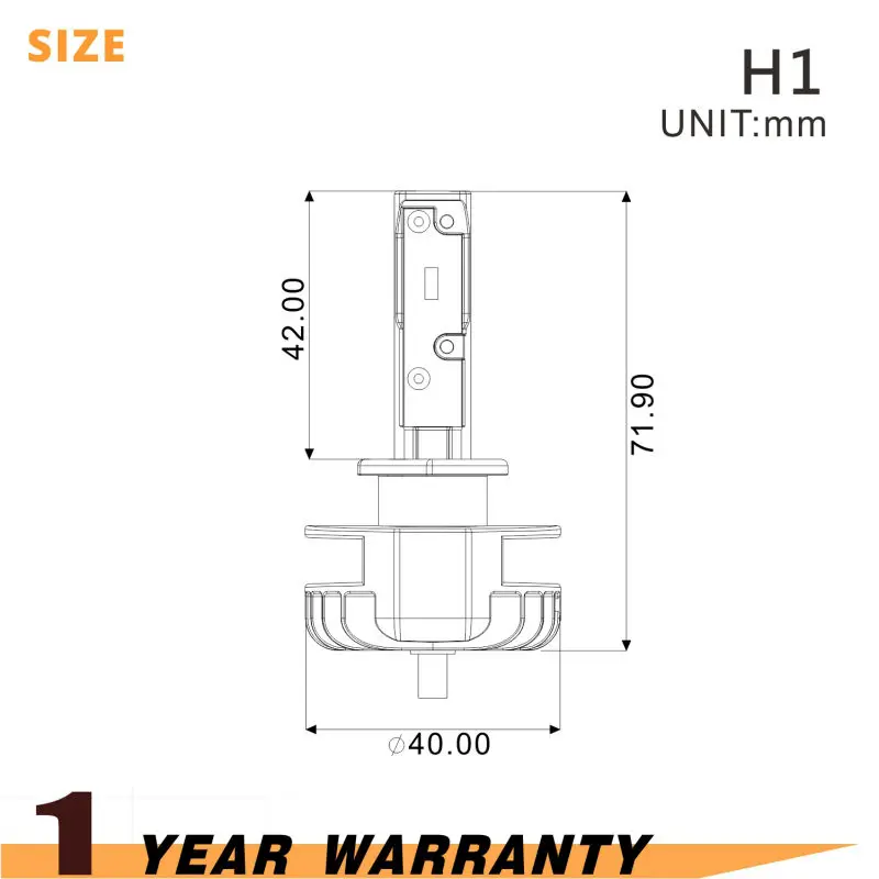 A Pair Led bulb H1 LED Headlight Bulb 6000lm 12V 6500k Auto LED Head Lamp 24V