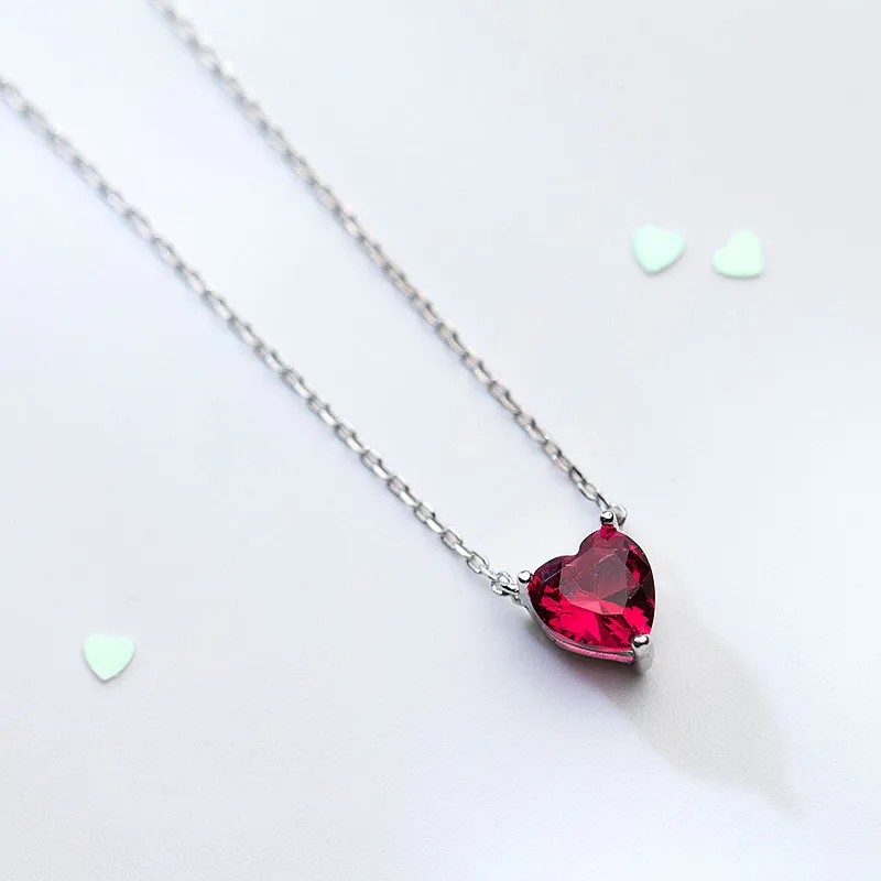 INZATT романтическое ожерелье с подвеской в виде сердца из красного хрусталя для влюбленных, для свадебной вечеринки, милое серебряное модное ювелирное изделие 925, аксессуары в подарок