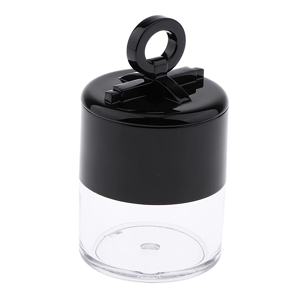 1Pcs 10g Plastic Empty Powder Case Face Blusher Makeup Cosmetic Container with Puff, Sifter and Lid, Black Cap + Clear Body