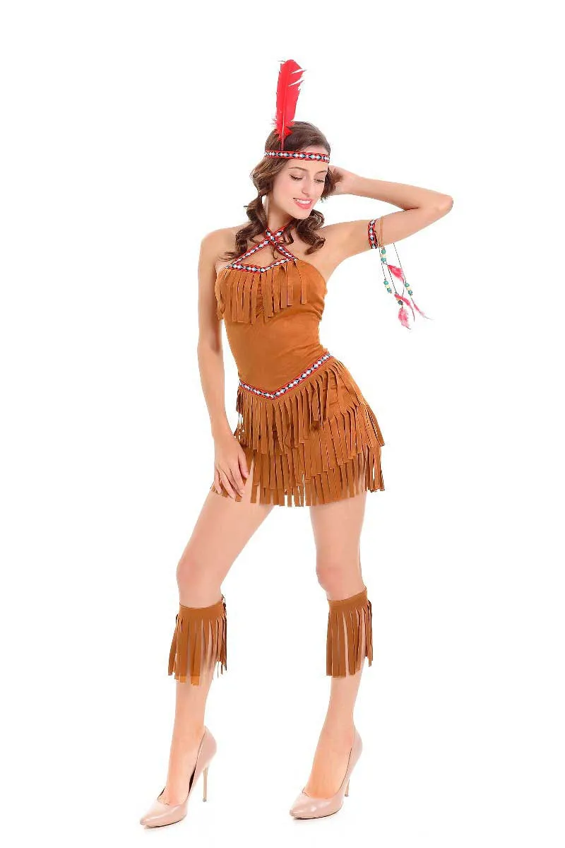 Новый сексуальный женский костюм Pocahontas коренной американский индеец дикое