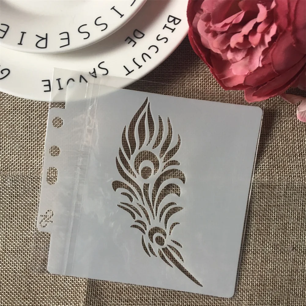

1Pcs 13cm 5.1" Feather DIY Layering Stencils Wall Painting Scrapbook Coloring Embossing Album Decorative Paper Card Template