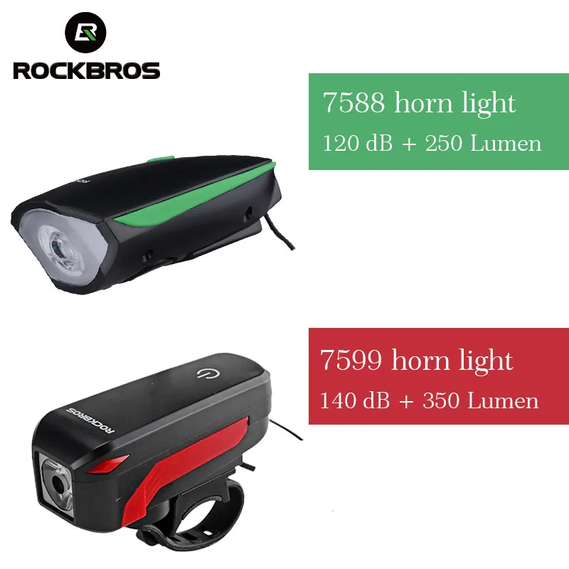 ROCKBRO 3 в 1 велосипедный светильник USB Перезаряжаемый светодиодный 1200 мАч Водонепроницаемый 350 люменов головной светильник 120 дБ рупорный велосипед аксессуары для велоспорта