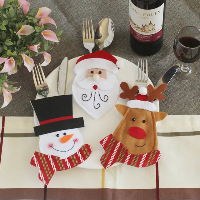 Holders Pockets Knifes Forks Bag Santa Snowman Table Decorations Holders Pockets Knifes Forks Bag Santa Snowman Table Decorations Christmas Creative Cutlery Cover