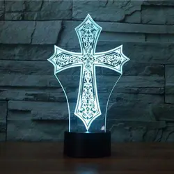Христос Крест Форма 3D ночник Рождественские подарки тумбочка лампа 7 цветов Изменение светильник Домашний Декор сна Освещение