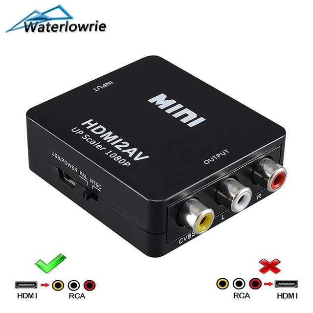 Special Price Waterlowrie HDMI to AV Scaler 1080P Converter Box HDMI to RCA AV/CVSB L/R Component Video Adapter HDMI2AV HD Support NTSC PAL