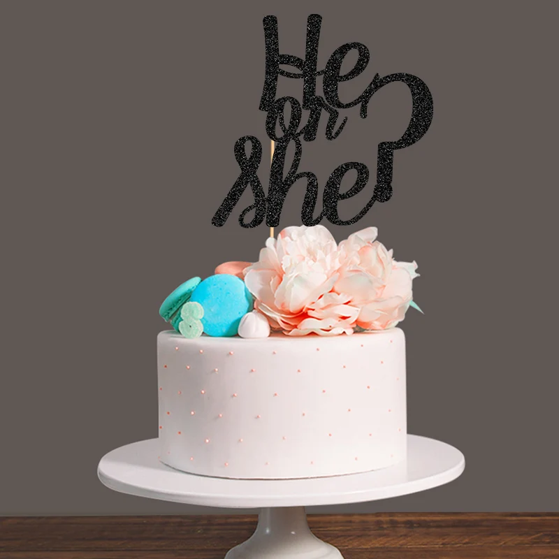 Gold Silver Black Glitter He Or She Gender Reveal Cake Topper For Baby Shower Kid S Birthday Party Decorations Favors Supplies Gender Reveal Glitter Blackglitter Glitter Aliexpress