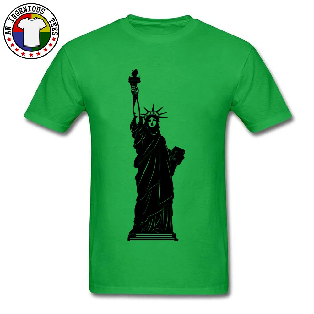 Casual Statue Of Liberty Black Crewneck T-Shirt Father Day Tops & Tees Short Sleeve for Men Fashion Pure Cotton T-shirts Statue Of Liberty Black green