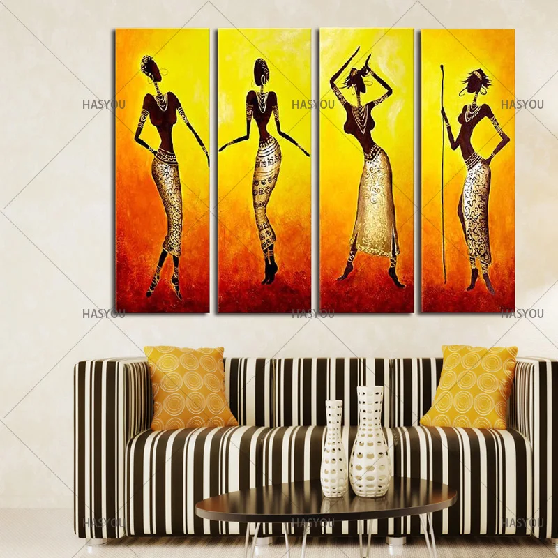 4pcs-Modular-African-Dancer-Picture-Abstract-Oil-Painting-on-Canvas-Wall-Art-Gift-for-Living-Room (2)