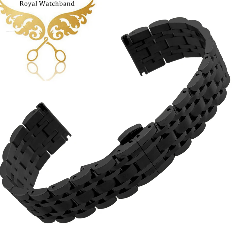 Watch band 22mm Black Stainless Steel Replacement Watch Strap Band Bracelets For Smart Watch