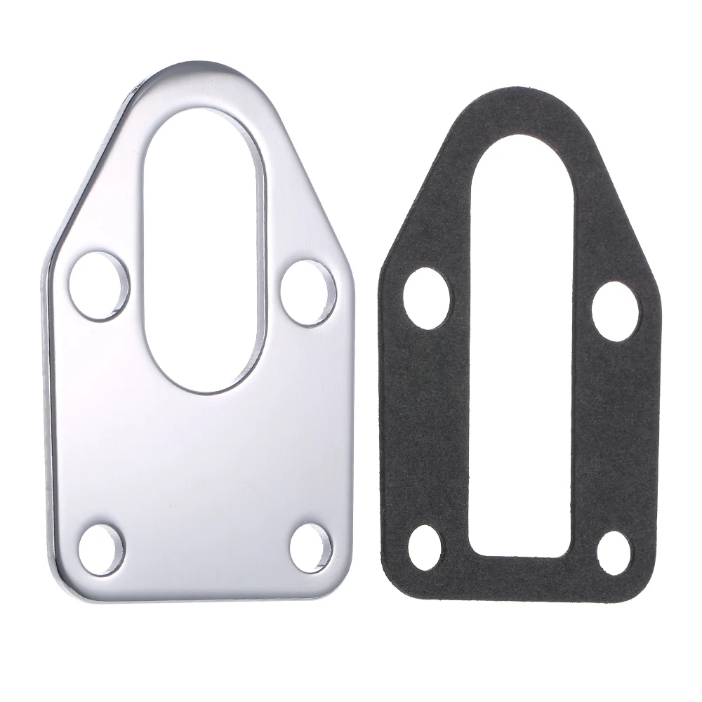 SBC Chrome Fuel Pump Mounting Plate w/ Gasket for Chevy SB 283 305 327