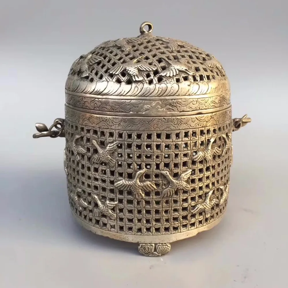 Home decoration Bird incense burner Metal crafts Tibet Silver More Crane censer/Personal collection From chinese antique market | Дом и сад