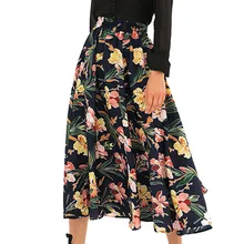 Женская микро юбка с высокой талией, юбки для женщин, длинные юбки для женщин, плиссированная юбка до середины икры с цветочным принтом, Faldas Mujer Moda