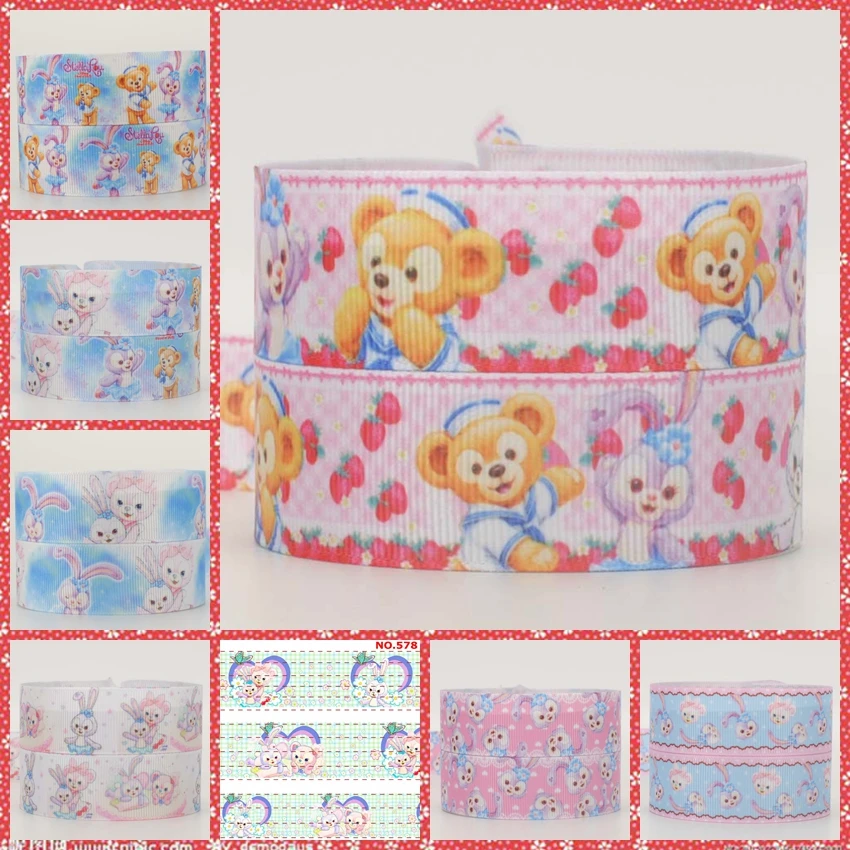 

10 yards 1 "25mm New Fashion Japanese bear with rabbit ribbon cartoon characters tape,DIY polyester ribbon