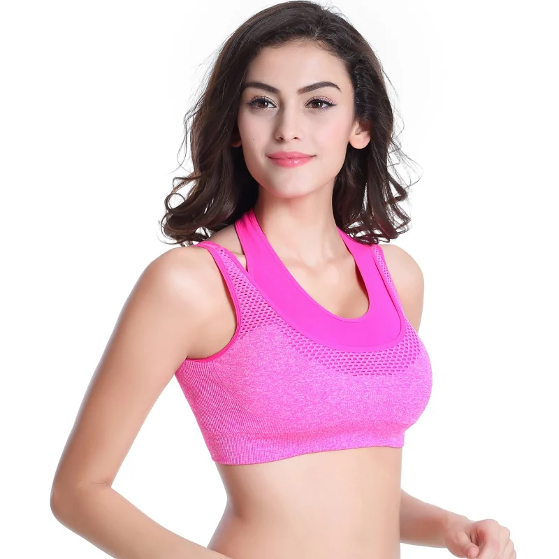 

Fitness Tank Stretch High Elastic Leave Two Padded Seamless Sports Running Bra Multi Colors New