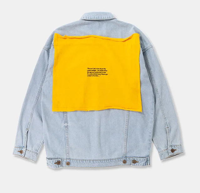 

Vintage Mens Yellow Vintage Patchwork Ripped Denim Jacket Mens Distressed Denim Jean Jackets Male Hip Hop Casual Streetwear