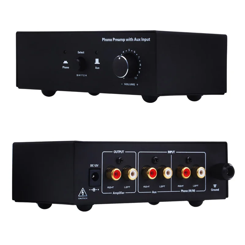 

Phono Turntable Preamp Signal Amplifier Prephonograph with Auxiliary Input Volume Control QF66