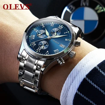 

OLEVS luxury men's watch steel quartz sport wristwatch luminous waterproof watches saat erkekler relogio masculino reloj clock