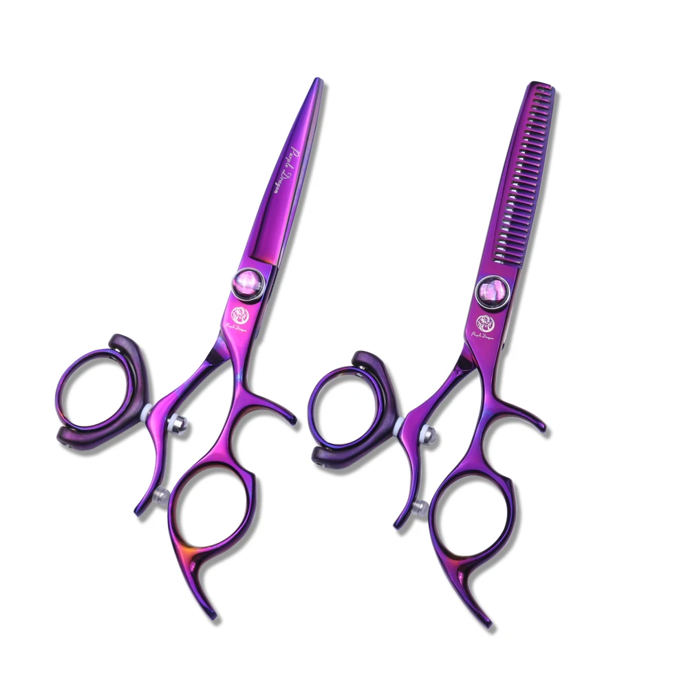 

5.5 inch Hot Titanium Purple Flying Shears Swivel Thumb Shears Rotary Hair Scissors Hairdressing Fly Scissors Hairdresser Suppli
