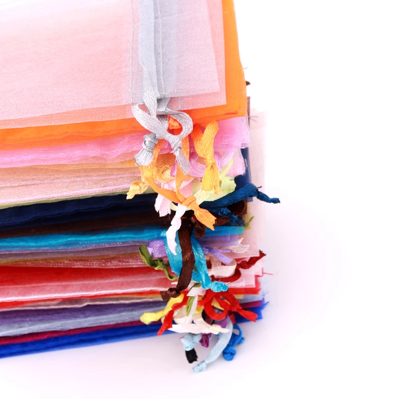 

50pcs Mixed Organza Wedding Favor Gift Candy Sheer Bag Jewelry Pouch Drawstring 8*10cm Jewelry Packaging&Display can Customized