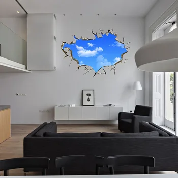 

New Creative Blue Sky 3D Sticker Stereo Ceiling Living Room Bedroom Wall Stickers PVC Blue 50*70cm Non-Toxic dropshipping 2017