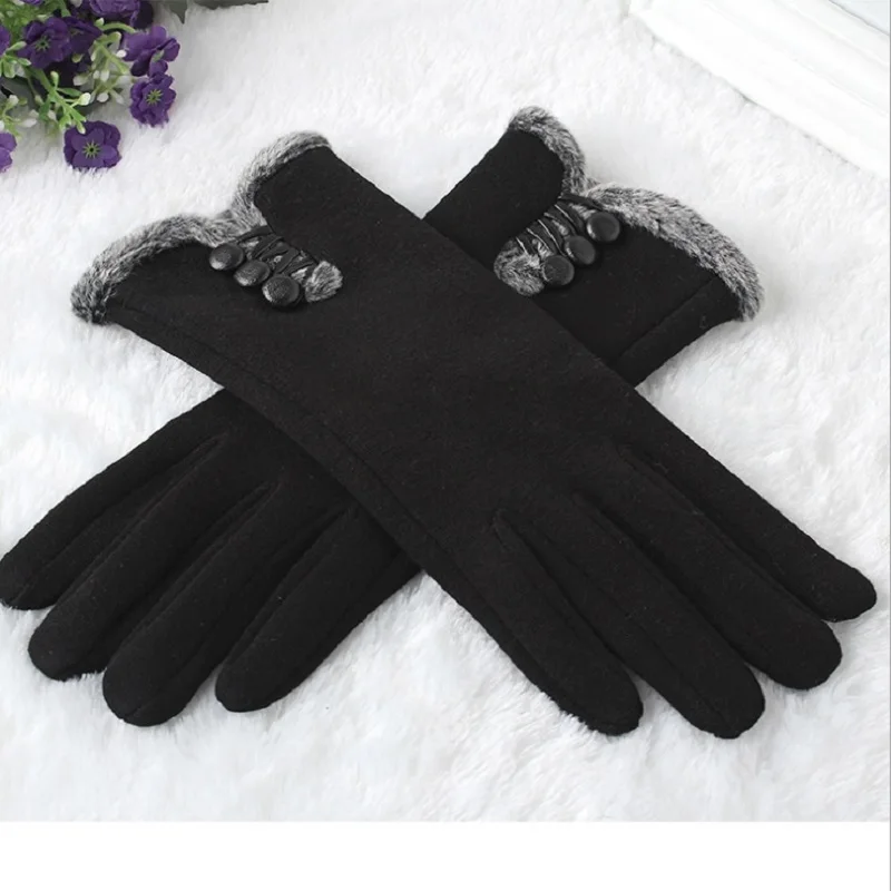 

Women gloves velboa winter fashion touch Screen thickening heating gloves with velvet elegant gloves