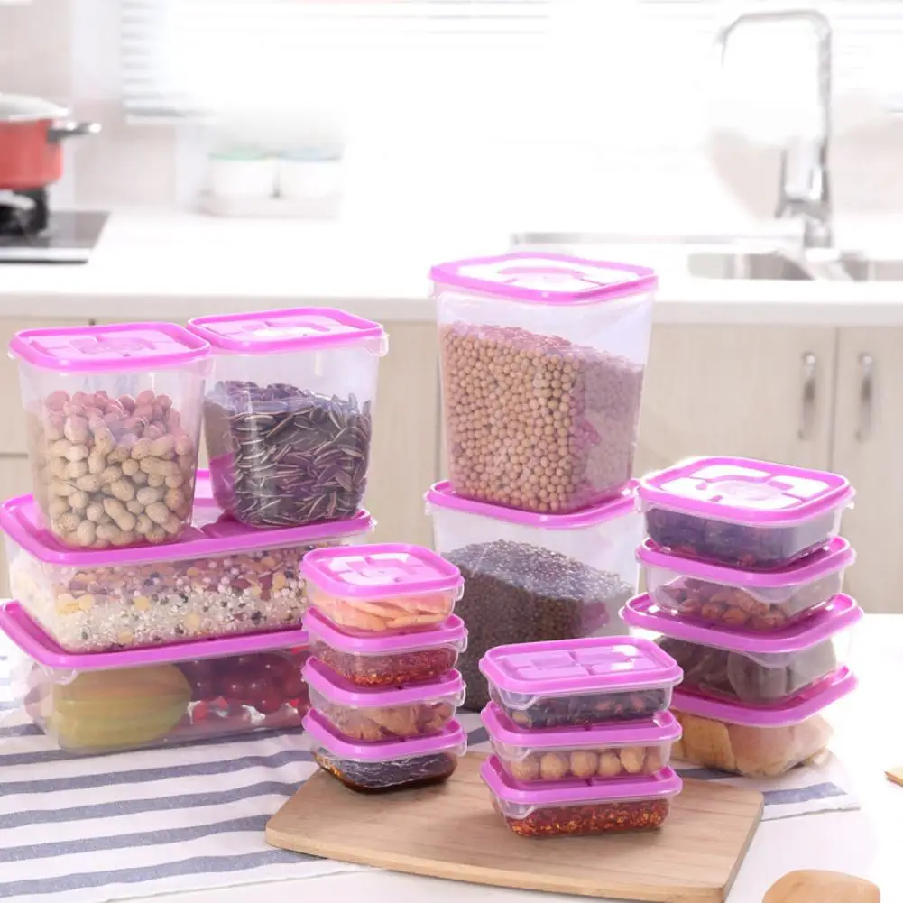 

17Pcs/Set Durable Transparent Food Cereal Container Storage Box Case with Lid