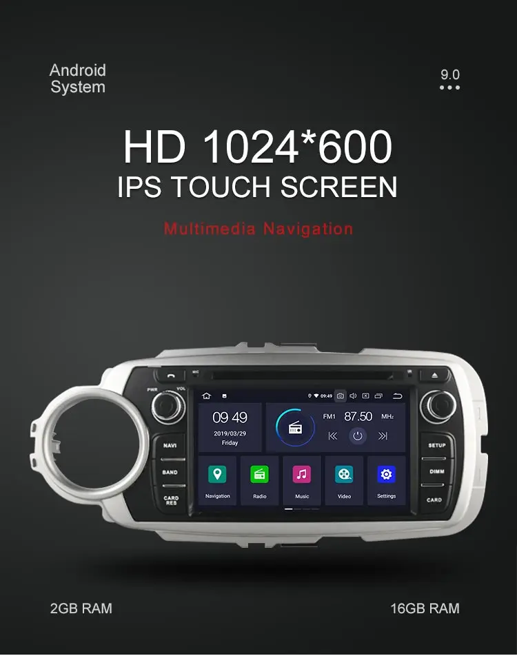 Excellent Besina Android 9.0 Car Multimedia Player For Toyota Yaris 2012 2013 2014 2015 2016 2017 DVD VD GPS Navigation Stereo Radio Audio 1