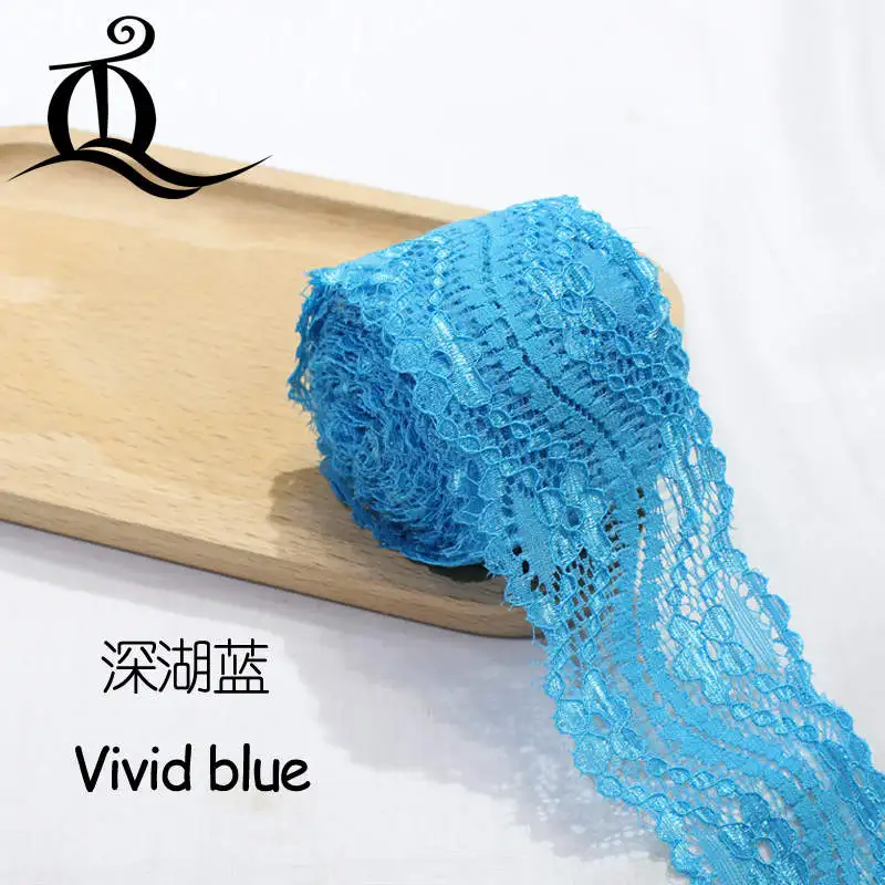 5 Ярд 5,5 см аксессуары для одежды изысканные 24 разных цвета кружева качественная ткань кружева с эластичным кружевом шириной 8 см эластичное кружево, лента - Цвет: vivid blue