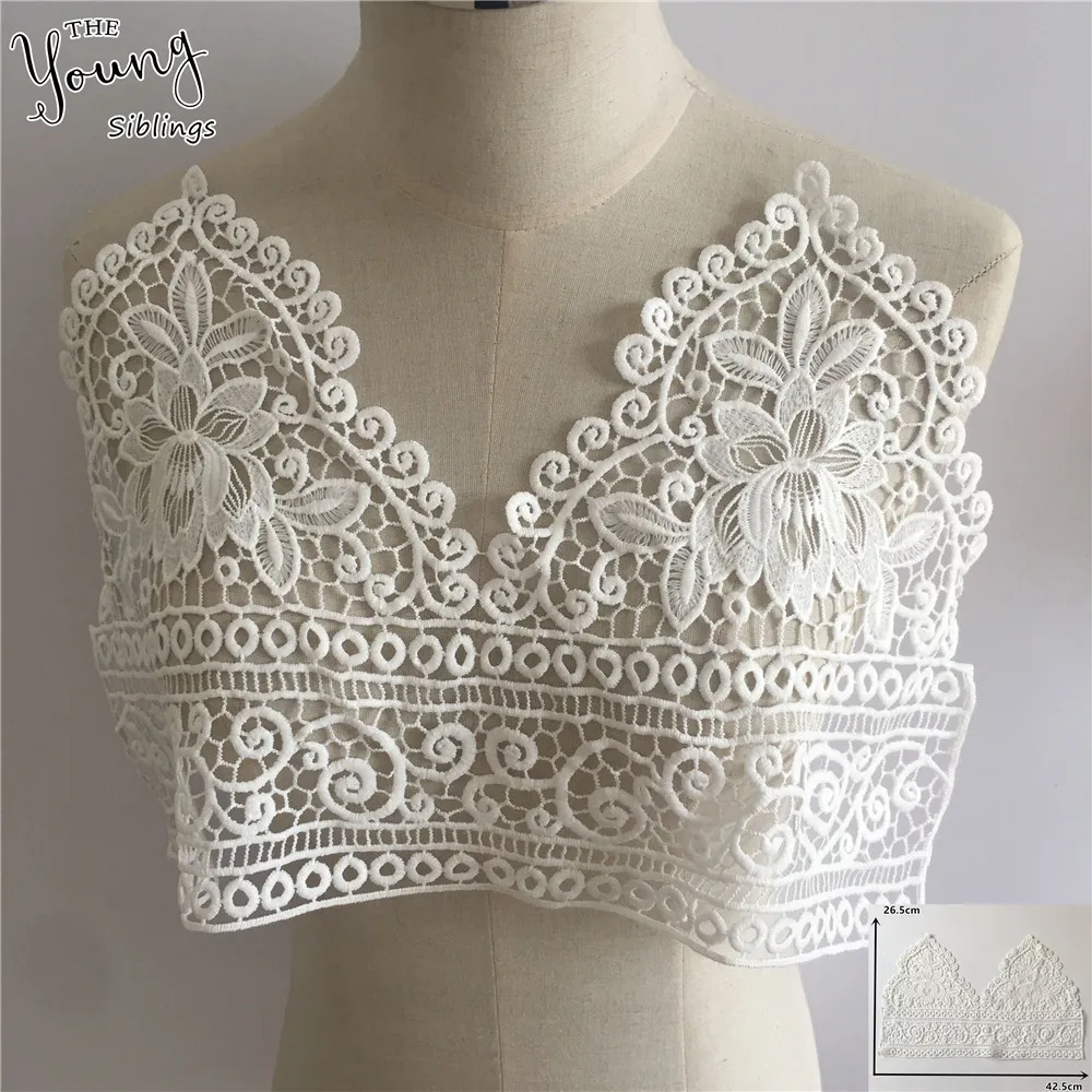 

New arrive Embroidery White Hollow out Applique Lace Collar Neckline DIY Sewing Fabric Dresses Decorate Accessories Supplies