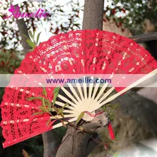 ; ручная работа; 27 cm Смешанные цвета баттенбергское кружево с вышивкой Свадебные вентилятор вечерние свадебные сувениры с кружевом Обложка