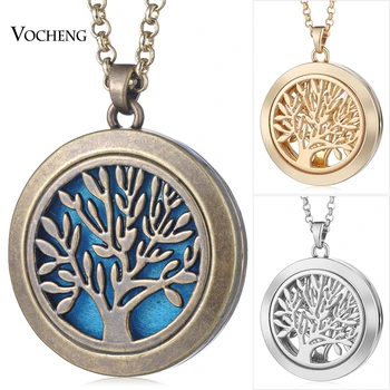 

10pcs/lot 35mm Perfume Locket Necklace Life Tree 3 Colors Magnetic Pendant without Oil Pads VA-349*10