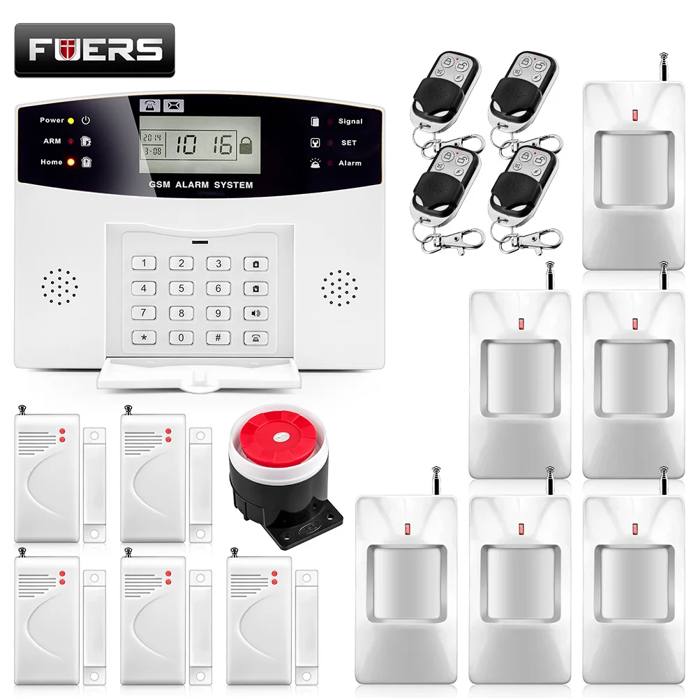 

Russian/English Voice Prompt GSM SIM Home Burglar Security Alarm System Remote Control PIR Detector Door Sensor