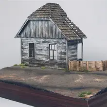1:35 Деревянный Европейский разрушенный дом битва Военная сцена модель 3D головоломка DIY живопись развивающие игрушки подарок для детей