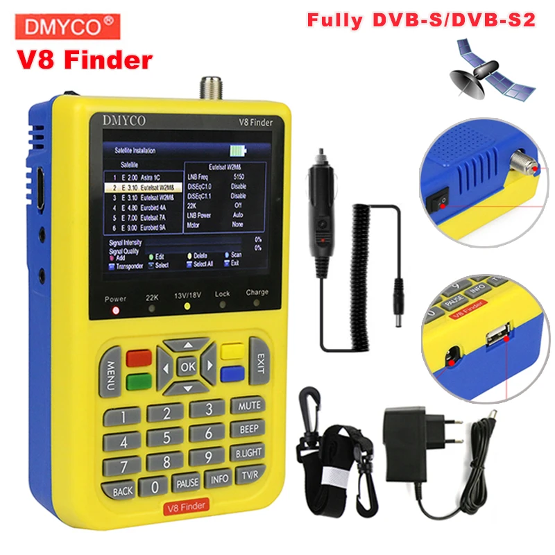 

DMYCO lnb satlink DVB-S/S2 LCD Digital Satellite Finder meter With 3.5 inch LCD Screen Display HD MPEG-2 MPEG-4 Sat Finder