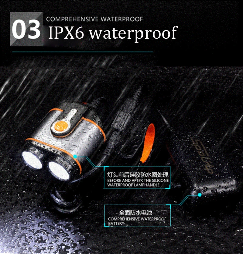 Sale Cycling Front Lamp 1600Lm Bicycle Headlight LED Lamp Front Lighting Flash Lantern Torch IPX 6 waterproof bike CREE T6 light 2