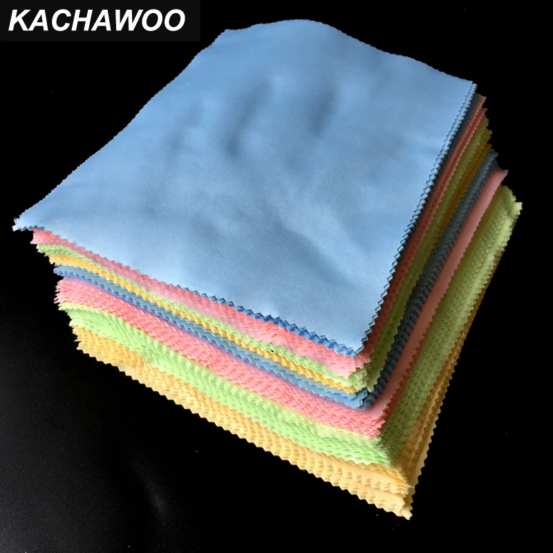 Kachawoo 175 мм x 145 мм 100 шт ткань из микрофибры для чистки очков высокое качество разные цвета аксессуары для очков ткань