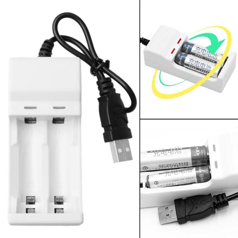 Интеллектуальное 2 слота 1 В USB зарядное устройство для перезаряжаемые NiMH NiCd AA AAA