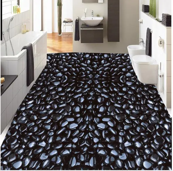 

wallpaper for bathroom waterproof 3D realistic water cobblestone floor tile decorative painting