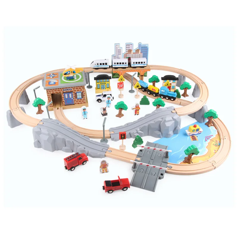 T-homas деревянный поезд Brio трек игрушки волшебный Магнитный железнодорожный мост станция модель аксессуары деревянные игрушки для детей - Цвет: WJ-MZTZ-1