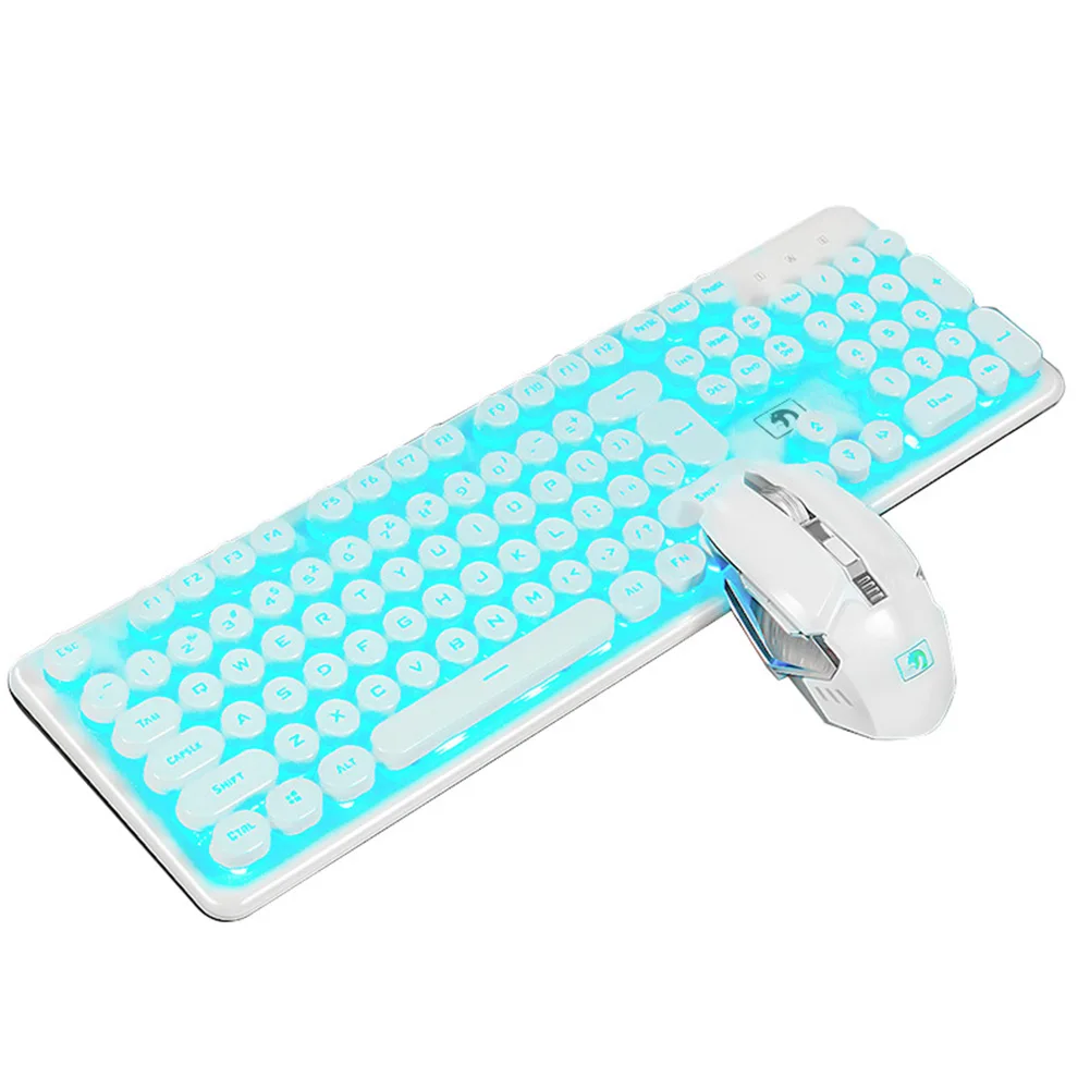 

Cool 2.4GHz Wireless Rechargeable Waterproof Keyboard Mouse Combo Backlit Colorful Rainbow Ergonomic PC Home 2400DPI For Xinmen