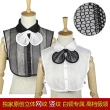 Ручной с объемным чистая Кружево темперамент ложные воротник рубашки высокого класса лук украшенные женские