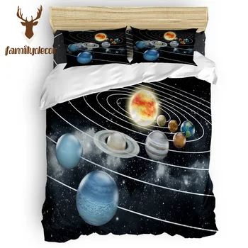 

Family Decor Planet Solar System Space Alien Quilt Cover Bedding 4 Pcs Bedding Sets St. Patrick's Day Quilted Duvet Set