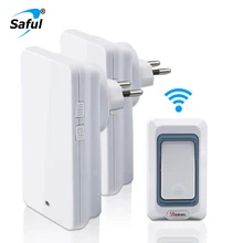 Saful беспроводной дверной звонок EU/US/UK/AU plug Водонепроницаемый дверной звонок светодиодный свет с 28 кольцами 1 кнопка+ 2 приемника умный дверной Звонок
