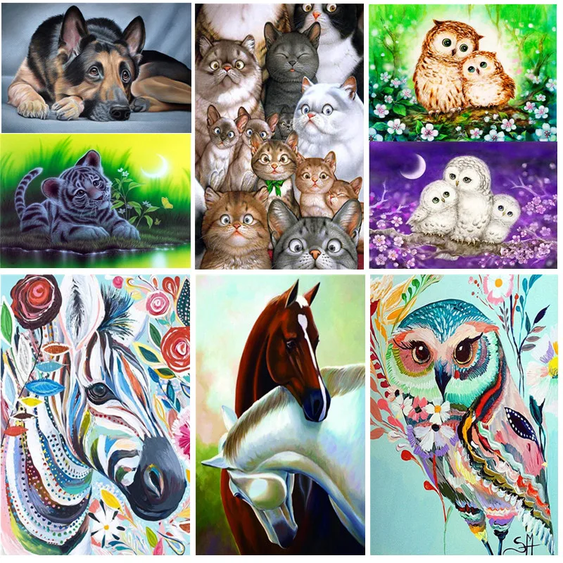 

DIY Cartoon Animals Diamond Painting Cross Stitch Diamond Embroidery Sticker Drill Resin Gift Animal Picture Home Decor