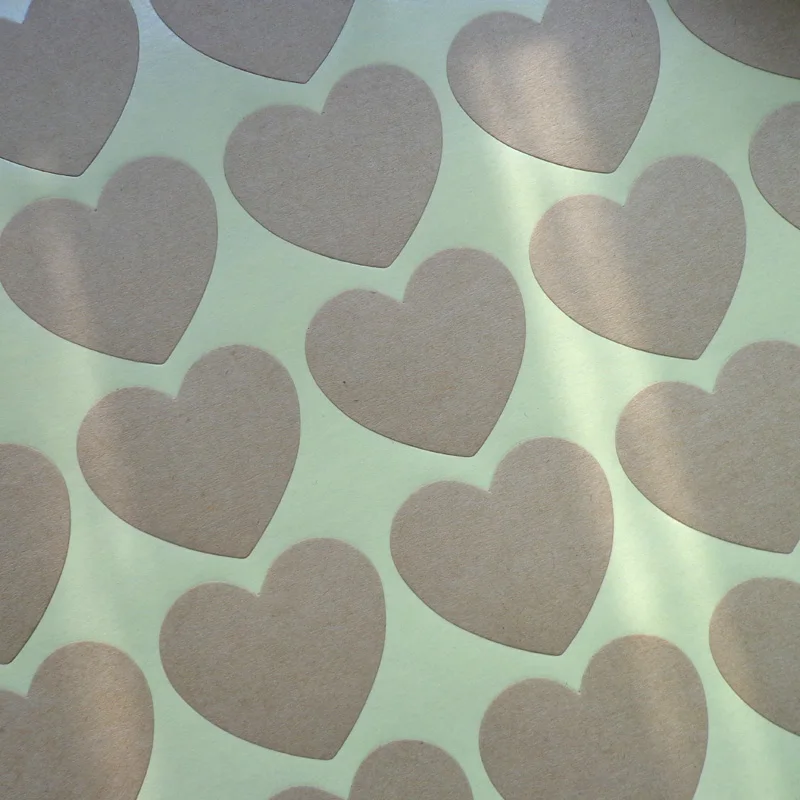 102pcs Heart Shaped Blank Kraft Paper Stickers Seal Labels Gift Lables Stickers Gift Wrapping DIY Wedding Party Decoration